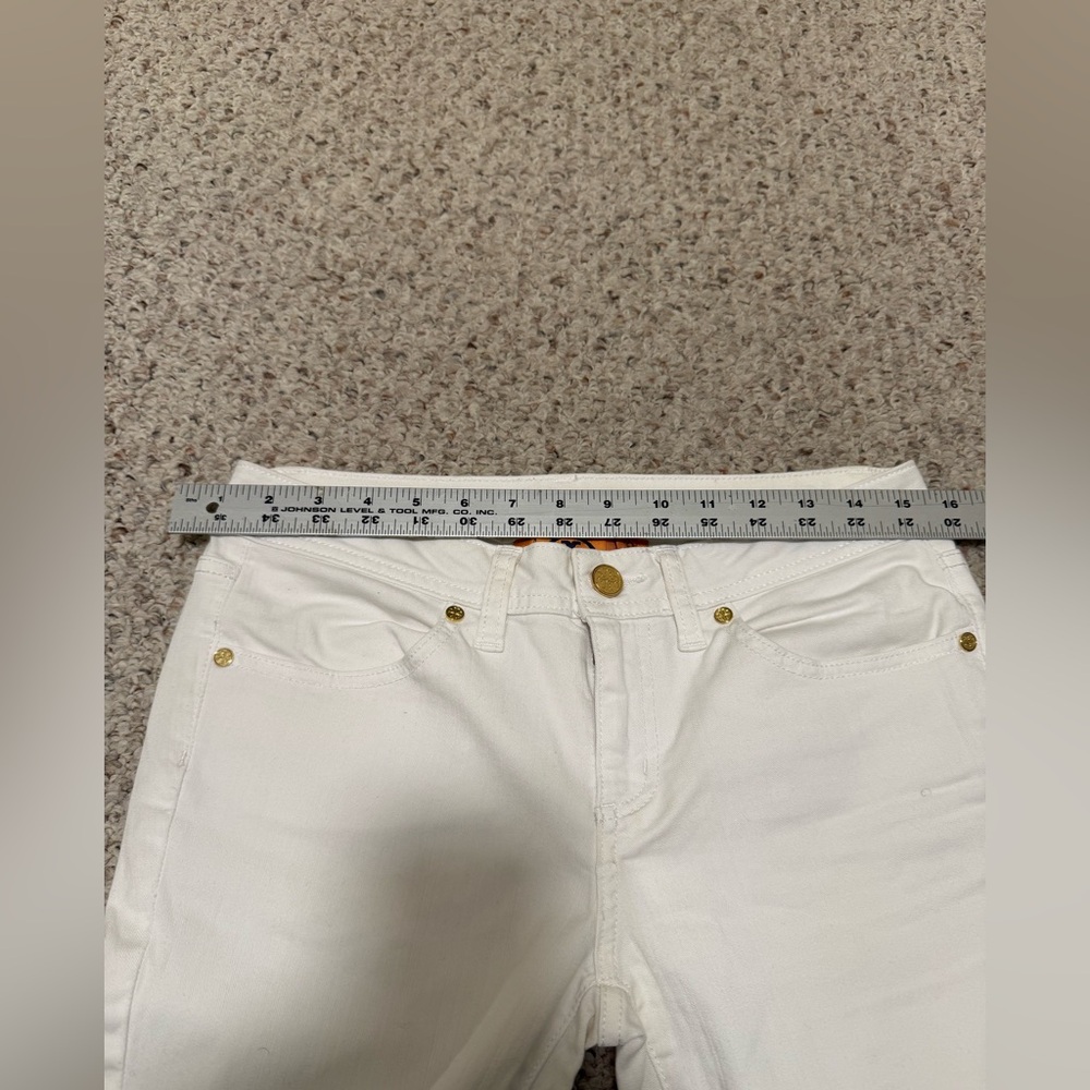 Tory Burch White Boot Cut Jeans Distressed Style - Picture 8 of 9